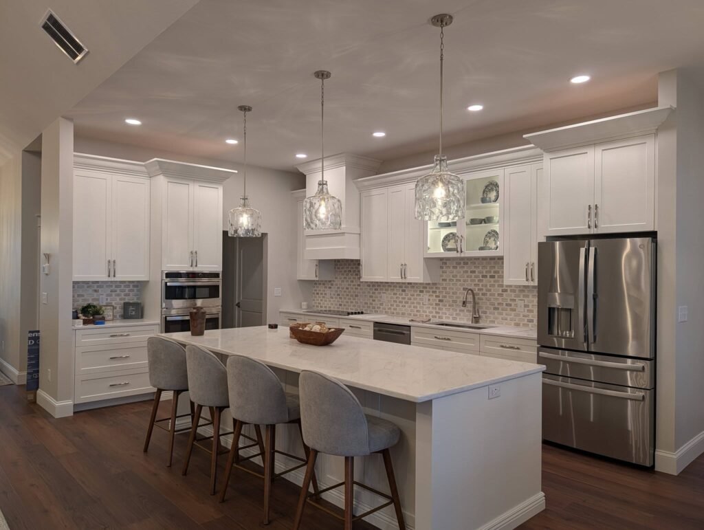 Custom white kitchen cabinet replacement in Valparaiso, Indiana